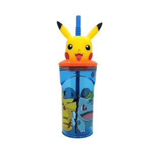 Vaso de Plástico Infantil c/Tapa Y Sorbete Diseños Licenciados Cresko 360ml