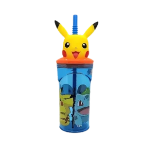 Vaso de Plástico Infantil c/Tapa Y Sorbete Diseños Licenciados Cresko 360ml