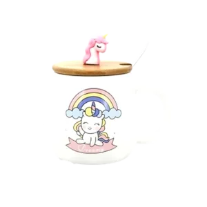 Taza de Cerámica Unicornio c/Tapa y Cuchara 14510 Trendy 380ml