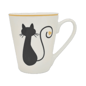 Taza de Cerámica Gato Negro Corazones 250ml