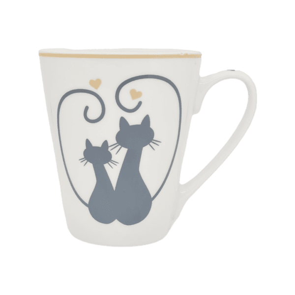 Taza de Cerámica Gato Negro Corazones 250ml
