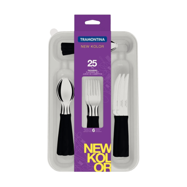 Set x25 Cubiertos Acero Inoxidable New Kolor 23198/075/175/775 Tramontina