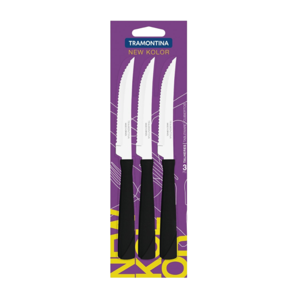 Set x3 Cuchillos Acero Inoxidable New Kolor 23160/304/314 Tramontina
