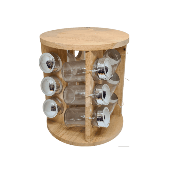 Especiero Giratorio X12 Frascos Vidrios Redondo Bamboo C4483