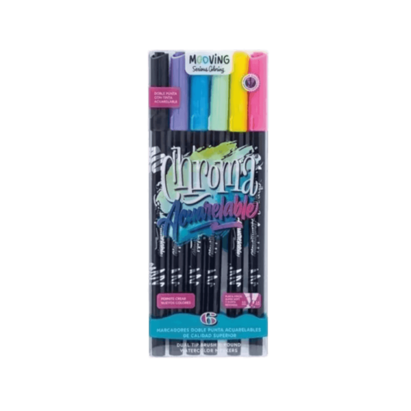 Marcadores Doble Punta Chroma Pincel Acuarelable Mooving x6