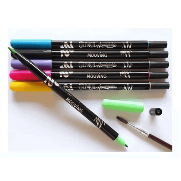 Marcadores Doble Punta Chroma Pincel Acuarelable Mooving x6 - Imagen 2