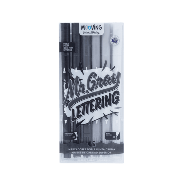 Marcadores Mr.Gray Lettering Punta Pincel Mooving x6