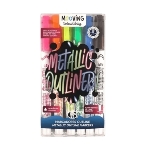 Marcadores de Colores Metallic Outliner Mooving x6