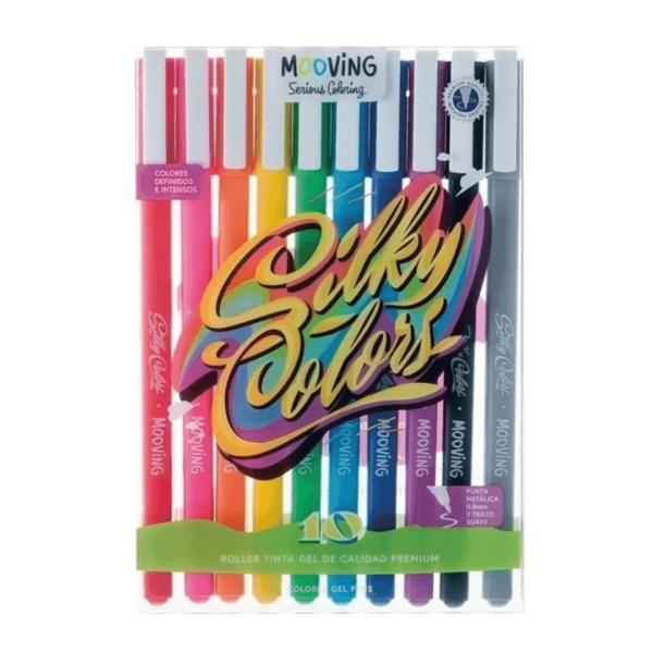 Lapiceras Boligrafos Tinta Gel x10 Colores Silky-Colors Mooving