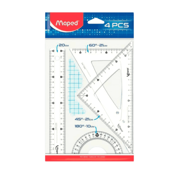 Set de Geometría Reglas 4 Piezas Maped