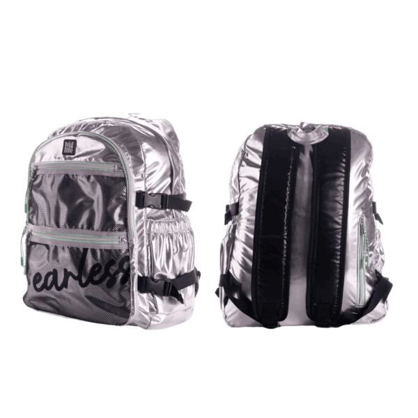 Mochila Plateada Brillante Fearless 17 Pulgadas BigLife - Imagen 2