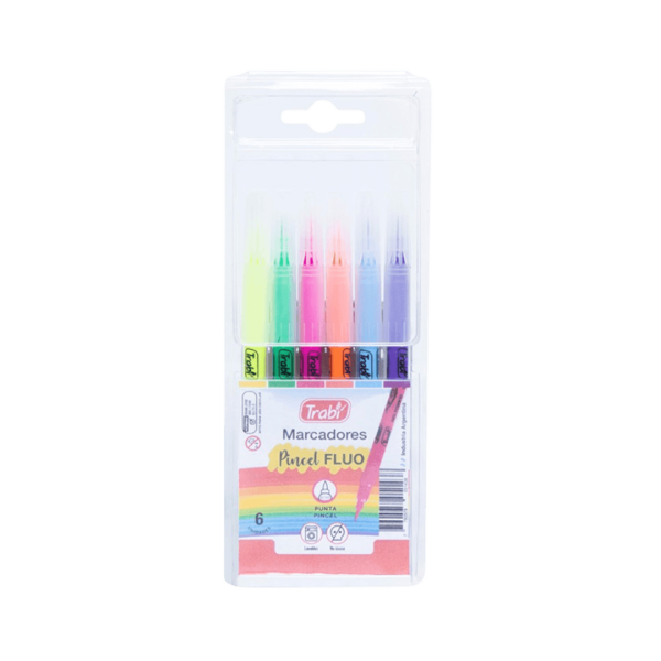 Marcadores de Colores Pincel FLUO x6 Trabi