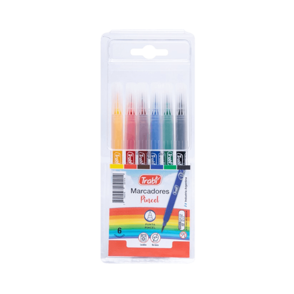 Marcadores de Colores Pincel x6 Trabi