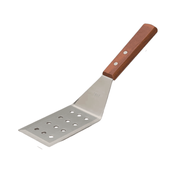 Espatula Con Agujeros Acero Inoxidable Mango Madera