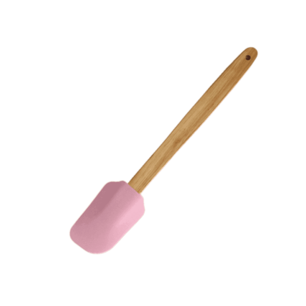 Espatula De Silicona 30cm Mango De Madera Colores