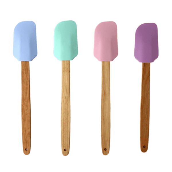 Espatula De Silicona 30cm Mango De Madera Colores - Imagen 2