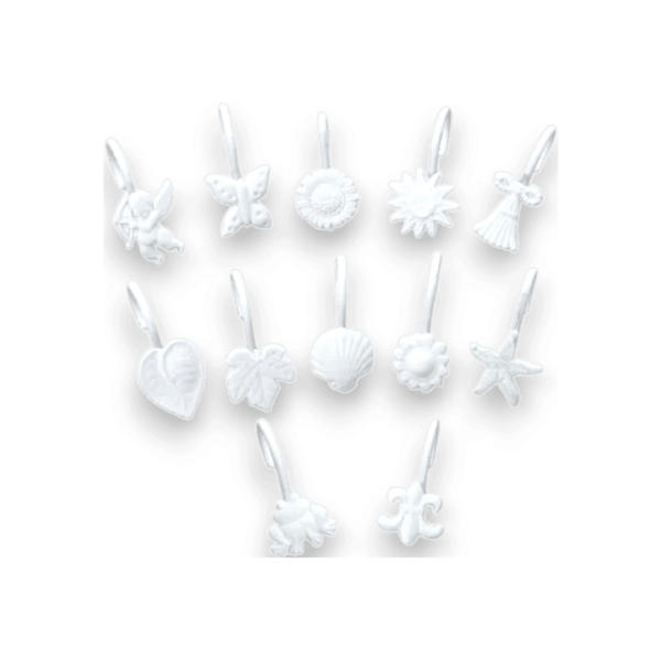 Set de Ganchos para Cortina de Baño c/Diseños Eliplast x12