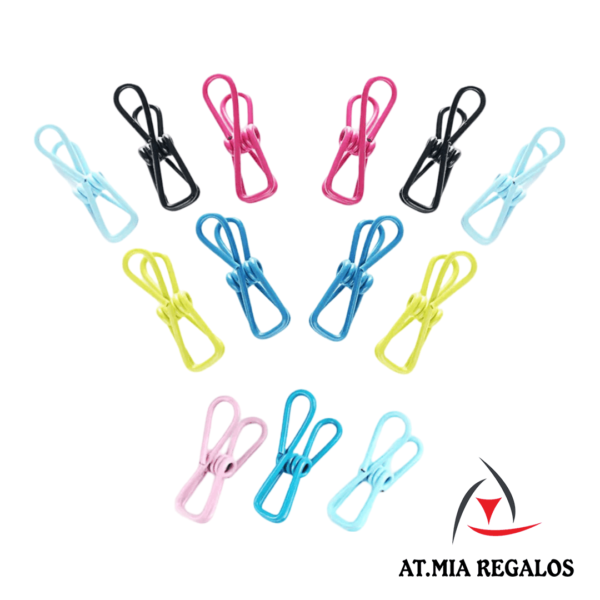 Gancho/Pinza/Clip Multiproposito Bolsas Ropa Papeles De Metal Con Recubrimiento De Vinilo Plastico x6 - Imagen 4
