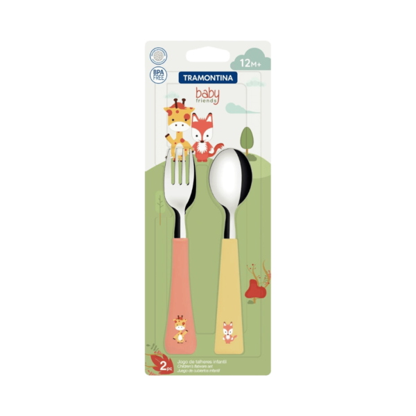Set x2 Cubiertos Acero Inoxidable Niños Baby Friends 23797/905 Tramontina