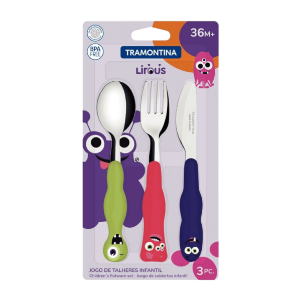 Set x3 Cubiertos Acero Inoxidable Niños Lirous 23797/910 Tramontina