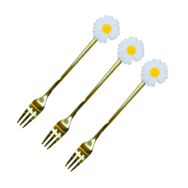 Set de Tenedores Chicos Dorados Postre c/Figuras x3