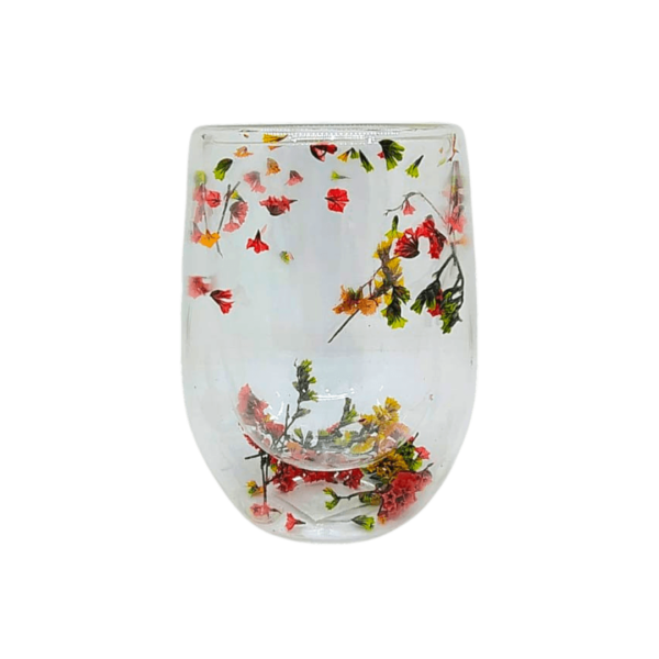 Taza de Doble Vidrio con Diseño de Flores 300ml (101772)