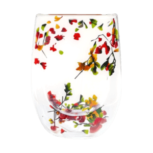 Taza de Doble Vidrio con Diseño de Flores 300ml (101772)