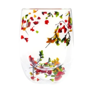 Taza de Doble Vidrio con Diseño de Flores 300ml (101772)