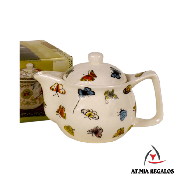 Tetera de Porcelana 500ml c/Filtro Infusor Diseño Mariposas - Imagen 2