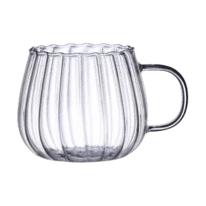 Taza de Vidrio con Diseño Gajos c/Asa 400ml