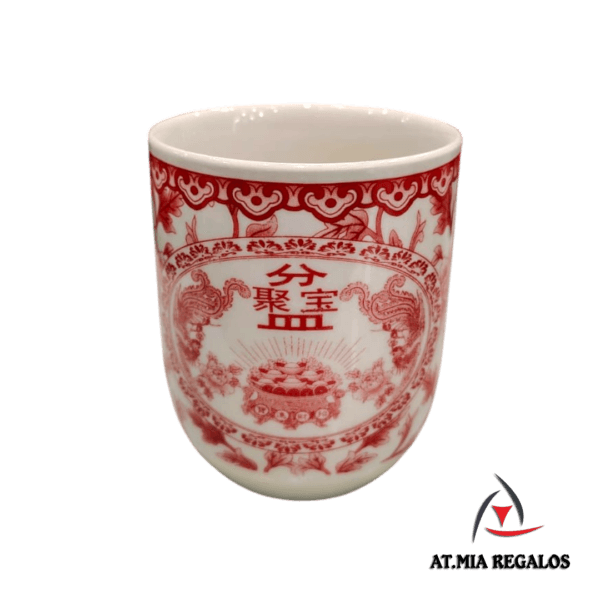 Cuenco de Porcelana 150ml Diseño Oriental Rojo - Imagen 2