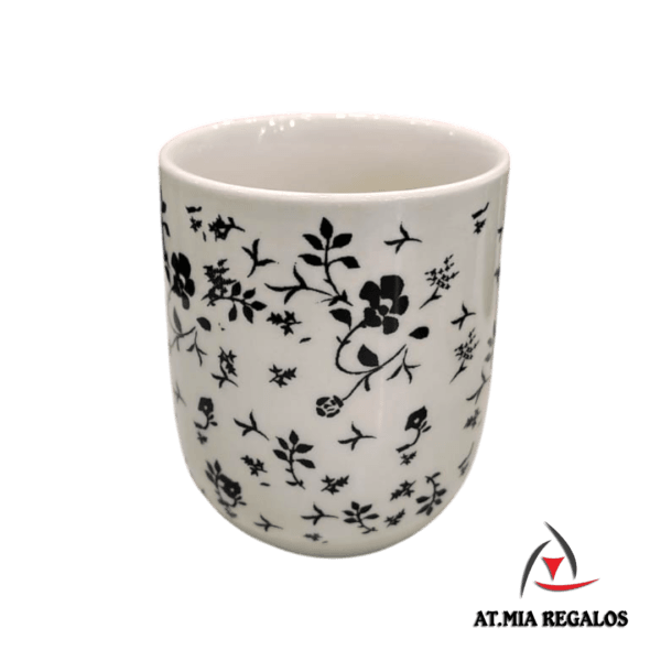 Cuenco de Porcelana 150ml Diseño Flores Negras - Imagen 2