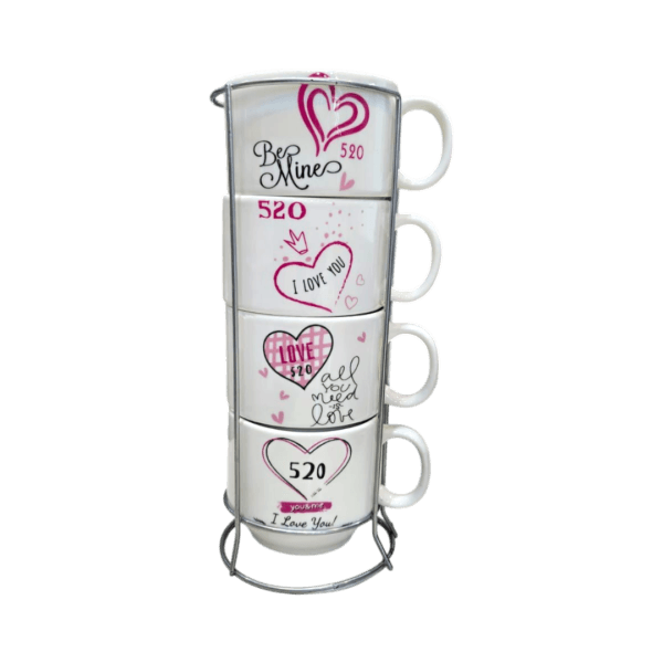 Set x4 Tazas de Cerámica Apilables Love 520 250ml