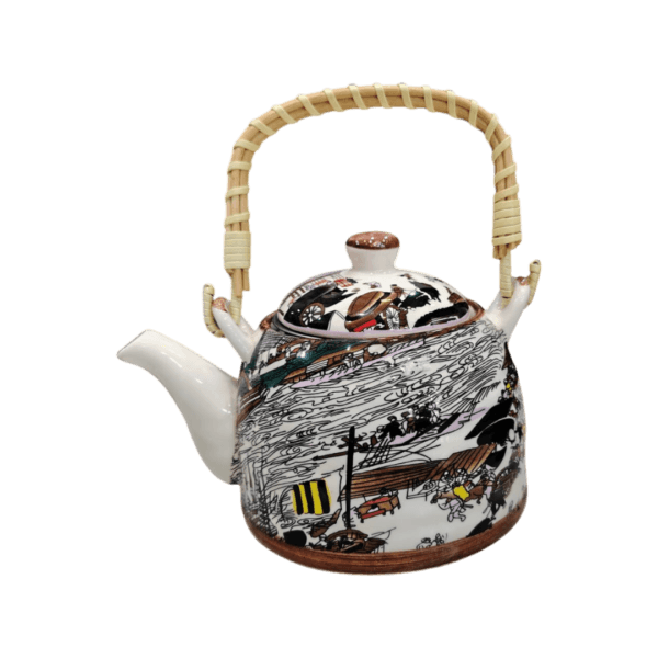 Tetera de Porcelana 650ml c/Filtro Infusor Diseño Oriental