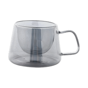 Taza de Doble Vidrio Café Fondo c/Asa Gris 200ml