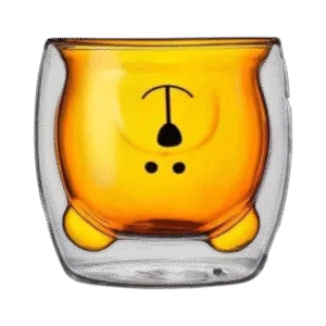 Taza de Doble Vidrio con Diseño Oso Sin Asa Color 280ml