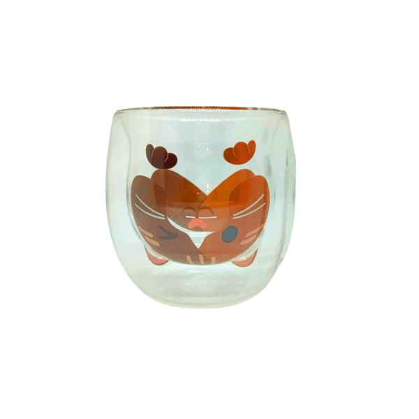 Taza de Doble Vidrio con Diseño Gato Sin Asa Color 280ml