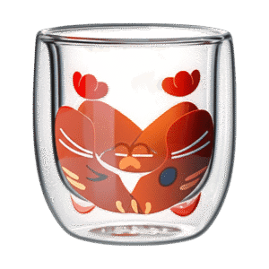 Taza de Doble Vidrio con Diseño Gato Sin Asa Color 280ml