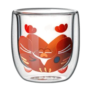 Taza de Doble Vidrio con Diseño Gato Sin Asa Color 280ml
