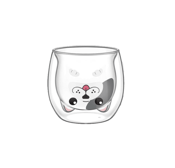 Taza de Doble Vidrio con Diseño Perro Sin Asa 280ml