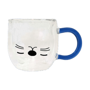 Taza de Doble Vidrio con Diseño Gato Color c/Asa 280ml