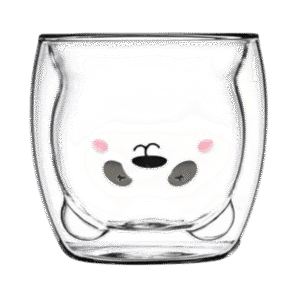 Taza de Doble Vidrio con Diseño Panda Sin Asa 300ml