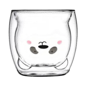 Taza de Doble Vidrio con Diseño Panda Sin Asa 300ml