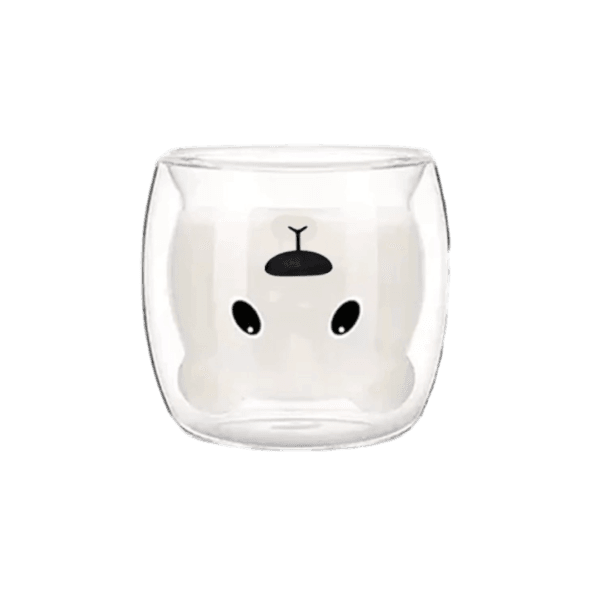 Taza de Doble Vidrio con Diseño Osito Sin Asa 300ml