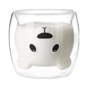 Taza de Doble Vidrio con Diseño Osito Sin Asa 300ml