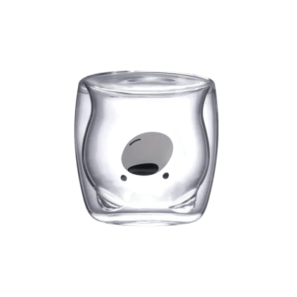 Taza de Doble Vidrio con Diseño Osito Feliz Sin Asa 300ml