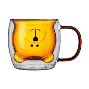 Taza de Doble Vidrio con Diseño Oso c/Asa Color 280ml