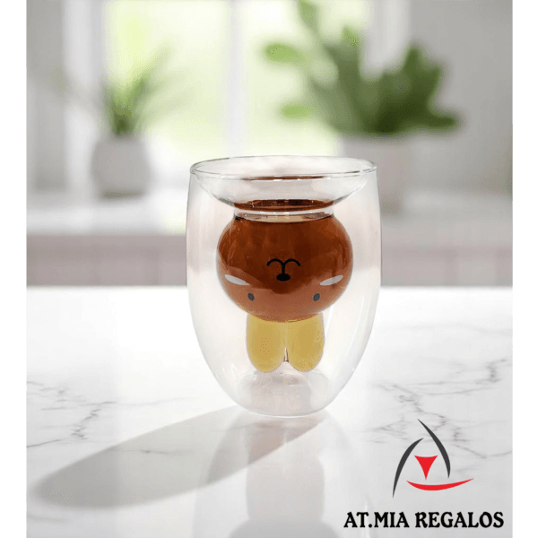 Taza de Doble Vidrio con Diseño Conejo Color 180ml - Imagen 2