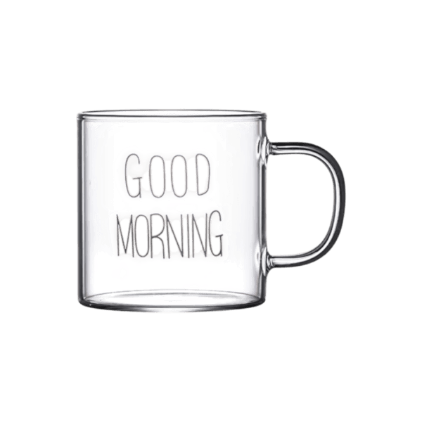 Taza de Vidrio con Diseño Good Morning c/Asa 300ml