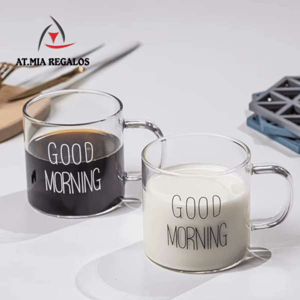 Taza de Vidrio con Diseño Good Morning c/Asa 300ml - Imagen 2